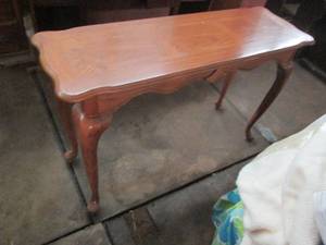 lot 15 image: Long Hardwood sofaconsole table...