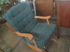 lot 31 image: Wood framed and Upholstered Glider ...