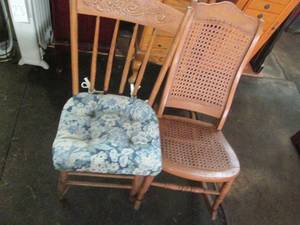lot 34 image: Vintage wicker cane back and Seay r...