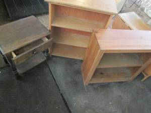 lot 35 image: Pair of hardwood book shelves plus ...