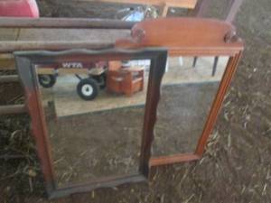 lot 45 image: Mismatched wood framed wall mirror ...