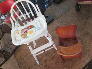 lot 47 image: Vintage Wood potty chair plus a vin...