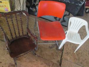 lot 51 image: Vintage all-metal stacking chairs, ...