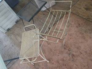 lot 55 image: Metal framed Tri-fecta of outdoor p...