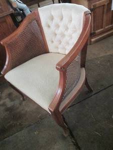 lot 60 image: Vintage caned barrel chair...