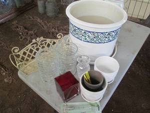 lot 75 image: HUGE ceramic self watering outdoor ...