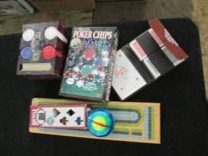 lot 295 image: Assortment of Poker chips, playing ...