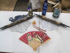 lot 149 image: Japanese hand fan, decorative chop ...
