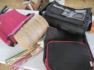 lot 164 image: Laptop and Crafting bags, knitting ...