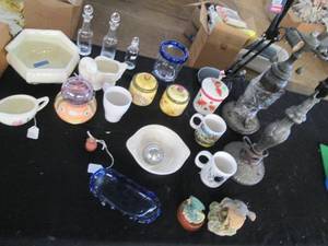 lot 191 image: Table lamp bases, Norfolk canisters...