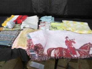 lot 196 image: Variety of rugs, blankets, window c...