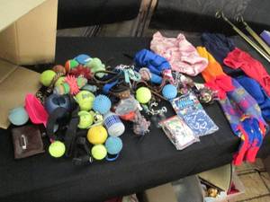lot 136 image: Pet harnesses, toys, clothing and o...