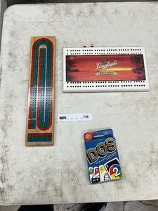 lot 136 image: CRIBBAGE BOARDS & DOS CARDS