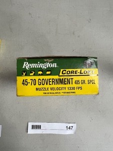 lot 147 image: 20 REMINGTON 45-0 GOVT 405 GR SPCL CARTRIDGES