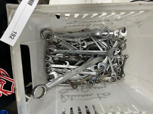 lot 192 image: TOTE FULL OF SAE & METRIC WRENCHES