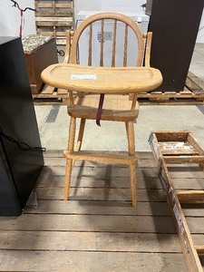 lot 201 image: WOODEN HIGH CHAIR
