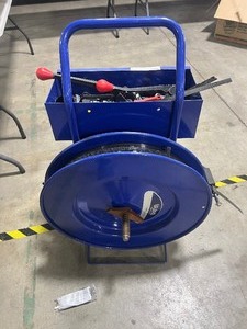 lot 237 image: ULINE STEEL STRAPPING CART W TOOLS & CLIPS