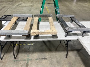 lot 239 image: 3 WOODEN MOVING CARTS