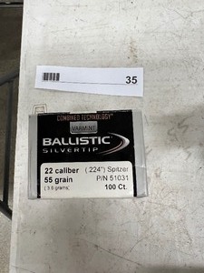 lot 35 image: 100- 22 CALIBER 55GR .224 SPITZER BALLISTIC TIP BULLETS #51031