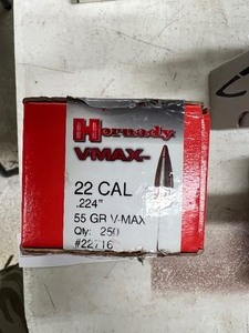 lot 36 image: 160- 22 CALIBER 55GR VMAX BULLETS #22716