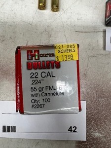 lot 42 image: 100) 22 CALIBER .224 55GR FMJ-BJ W CANNELURE #2267