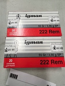 lot 16 image: 2- FULL BOXES OF 20 - 222 REMINGTON 55GR CARTRIDGES 40 TOTAL