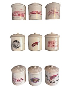 lot 2 image: Set of 9 Red Wing Shoe Co. Commemorative Stoneware Crocks
