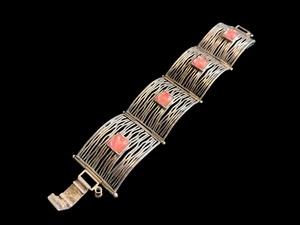 lot 9A image: Sterling Silver Bracelet with Pink Stone Accents
