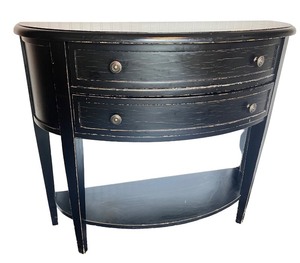 lot 15 image: Black Demilune Console Table with Two Drawers