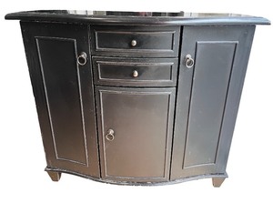 lot 15A image: Black-Finished Wooden Storage Cabinet with Drawers & Doors