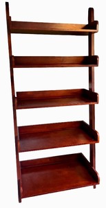 lot 23 image: 5-Tier Wooden Ladder Bookcase with Mahogany Finish