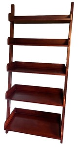 lot 24 image: 5-Tier Wooden Ladder Bookcase with Mahogany Finish