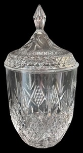 lot 86 image: Elegant Crystal Candy Jar with Lid and Diamond Cut Design