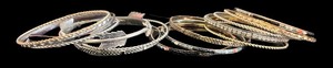 lot 12A image: Set of 17 Assorted Silver and Gold Tone Bangles