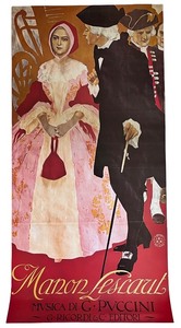 lot 22A image: Vintage Manon Lescaut Opera Poster by G. Ricordi & C. Printed in Italy