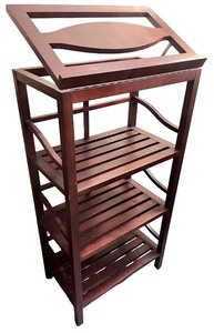 lot 32 image: Wooden Cookbook Stand with Adjustable Shelf Design