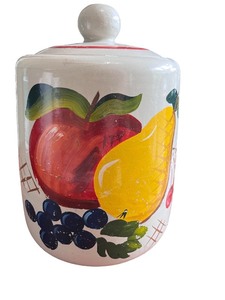 lot 42 image: Vintage Ceramic Canister with Fruit Design
