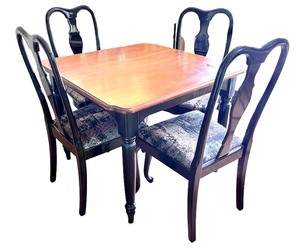 lot 47 image: Dining Set with Table and 4 Chairs, Black Wood Finish