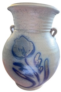lot 72 image: Red Wing Pottery Vintage Stoneware Vase with Hand-Painted Floral Pattern
