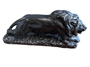 lot 112 image: Lion Statue with Weathered Patina