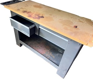 lot 126 image: Craftsman Steel Workbench with Dual Drawers