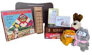 lot 127 image: Vintage PACHISSIE Board Game, Plush Toys & Dominoes Set