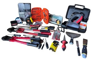 lot 128 image: Comprehensive Hand Tool and Power Tool Set with Accessories