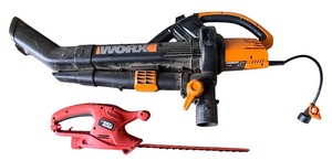 lot 136 image: WORX WG500.1 BlowerVacuum and Black & Decker Hedge Trimmer Set