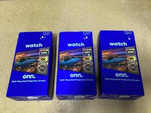 lot 457 image: LOT of 3 onn. 120 Portable IndoorOutdoor 169 Projection Screen with Stand