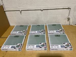 lot 143 image: LOT OF 6 Health o meter High-Capacity Compact Digital Bathroom Scale, 500 lb. Capacity, Glass