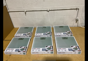 lot 144 image: LOT OF 6 Health o meter High-Capacity Compact Digital Bathroom Scale, 500 lb. Capacity, Glass