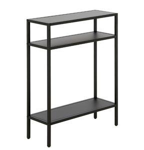 lot 413 image: Evelyn&Zoe Ricardo 22 Wide Rectangular Console Table with Metal Shelves, Blackened Bronze
