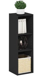 lot 424 image: Furinno Fulda 3-Tier Space Saving Storage Shelf Bookcase, 10-Inch Width, Blackwood