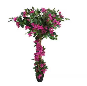 lot 425 image: 6FT Bougainvillea Artificial Tree With Flowers And Leaves, Lightweight Realistic Faux Tree In Pot Home Decor